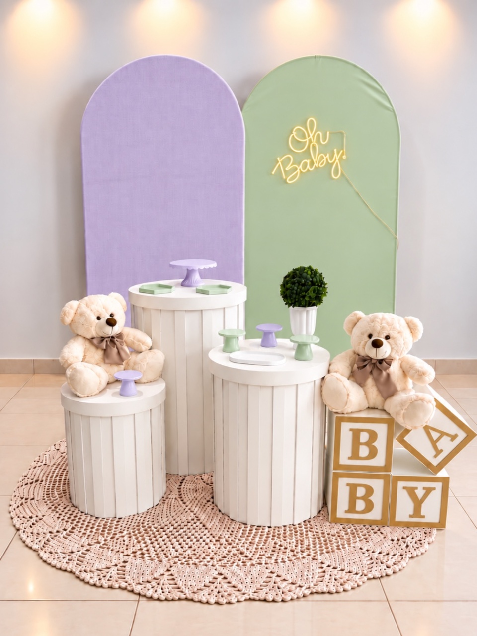 Kit Chá Verde E Lilás C/ Ripado - decorbox