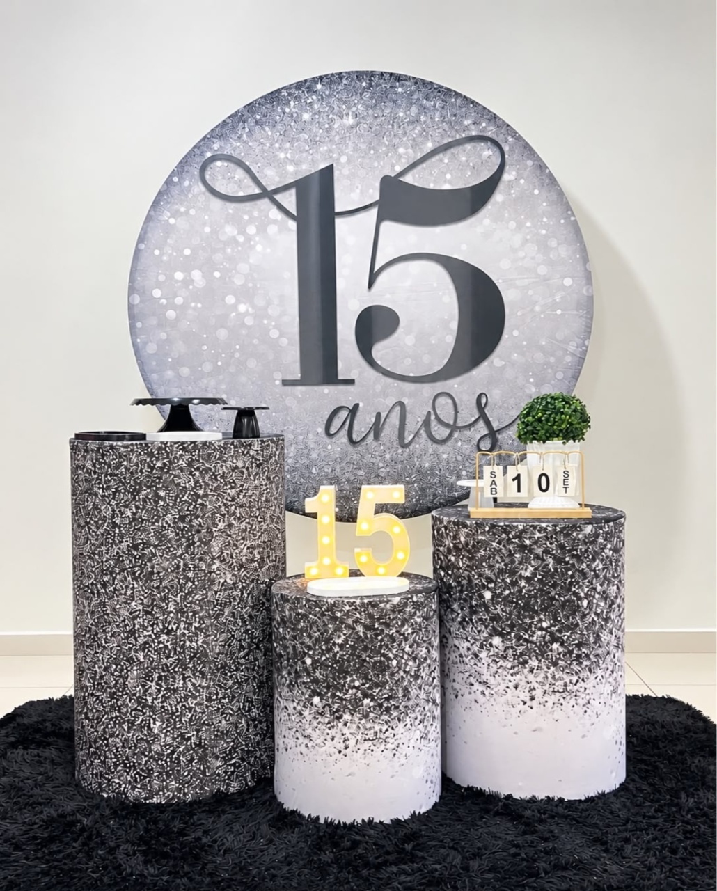 15 Anos Preto E Prata - decorbox
