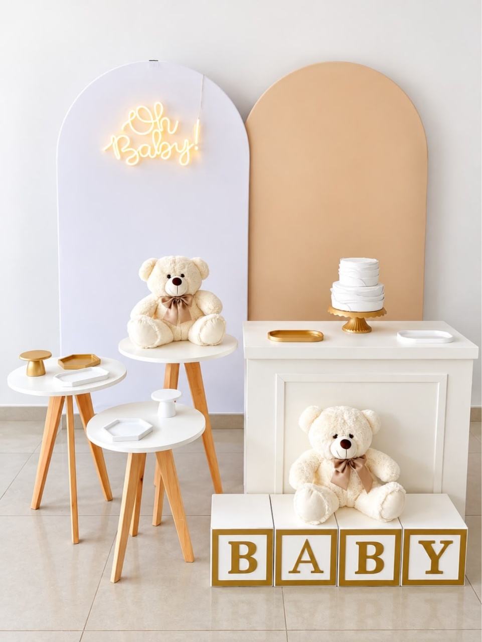 Kit Chá Branco E Bege - decorbox
