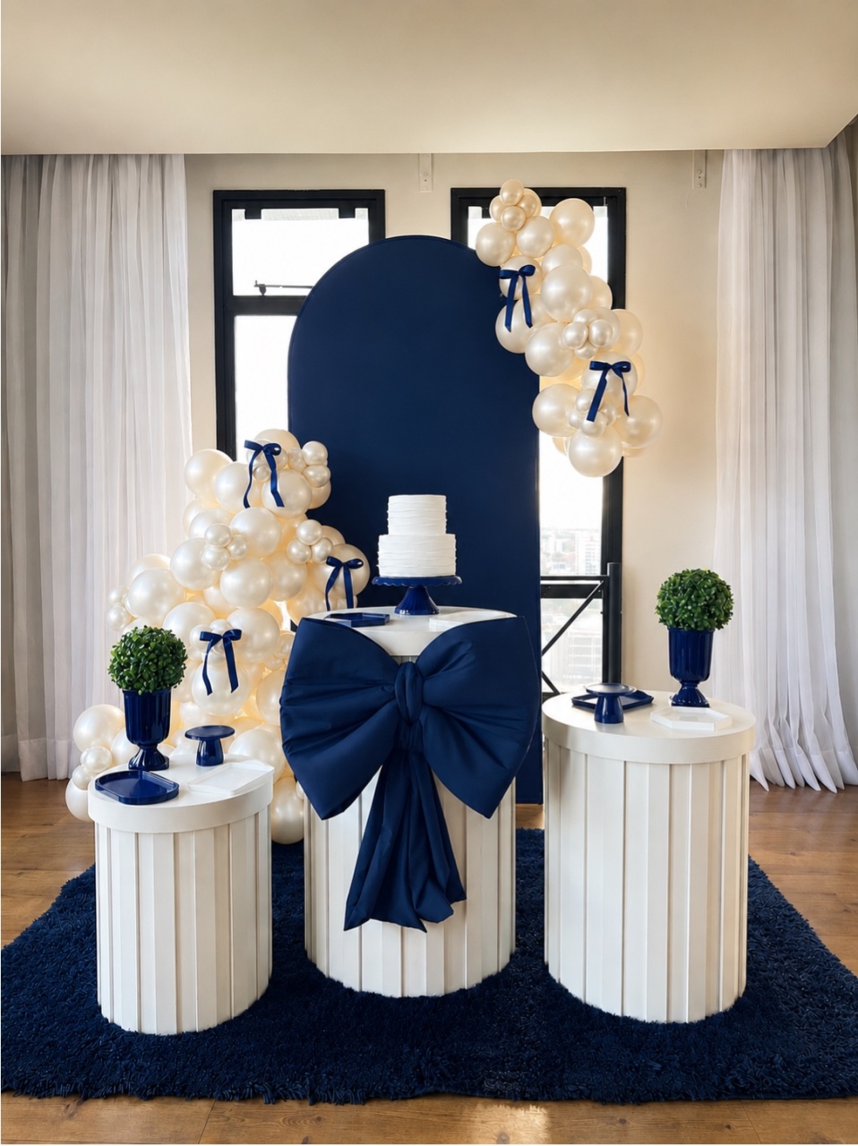 Kit Azul Marinho C/ Laço - decorbox