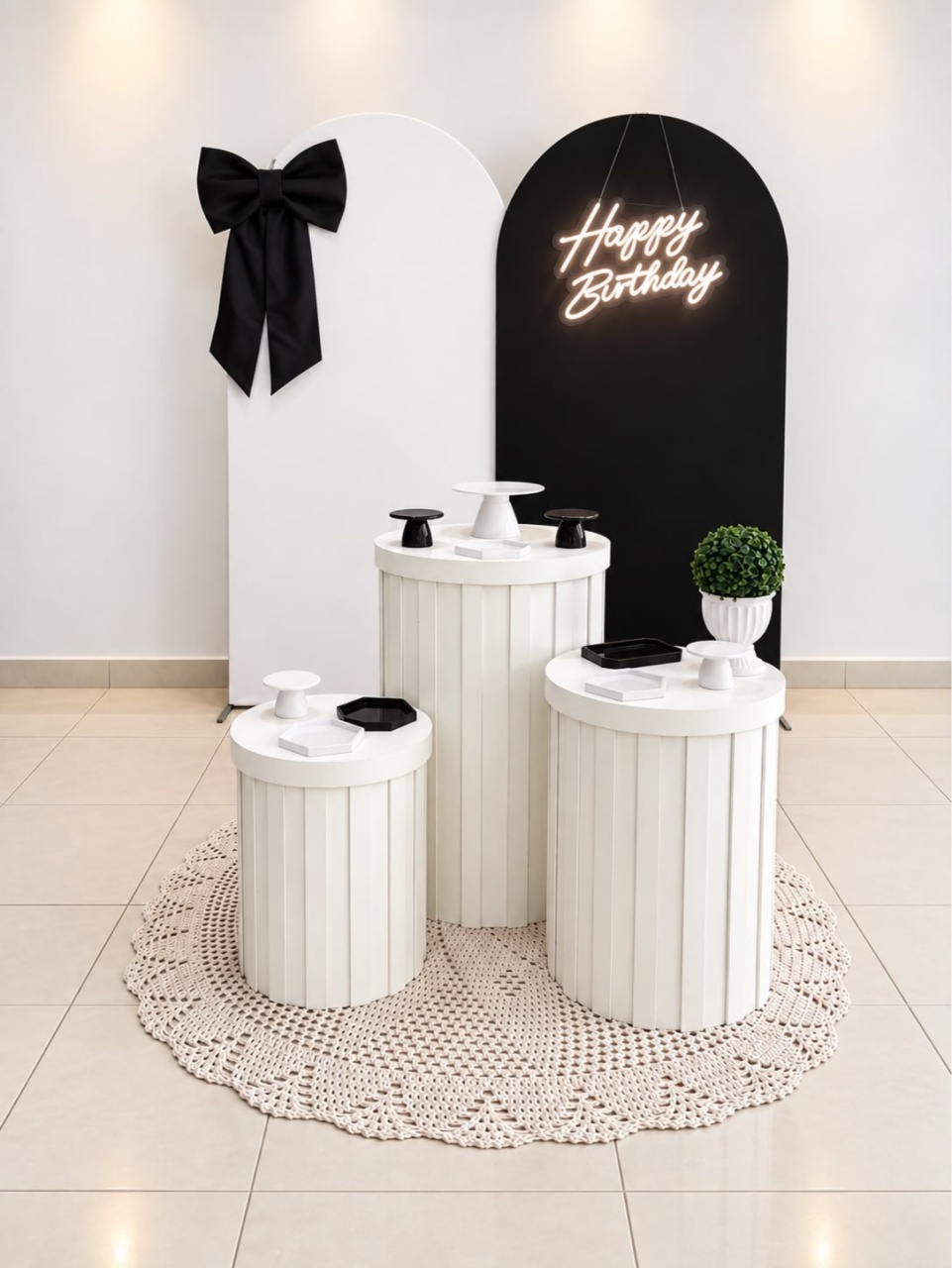 Kit Preto E Branco C/ Laço - decorbox