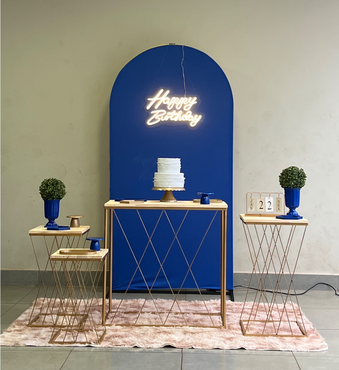 Kit Azul C/ Mesa Teia - decorbox
