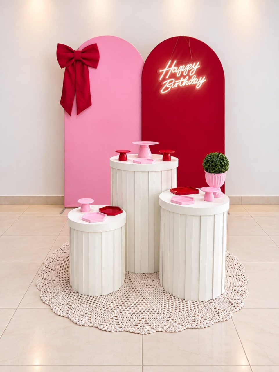 Kit Rosa E Vermelho C/ Laço - decorbox