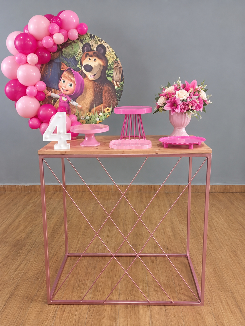 Festa Na Mesa Macha E O Urso (Rosa) - Biscuit's Mania 