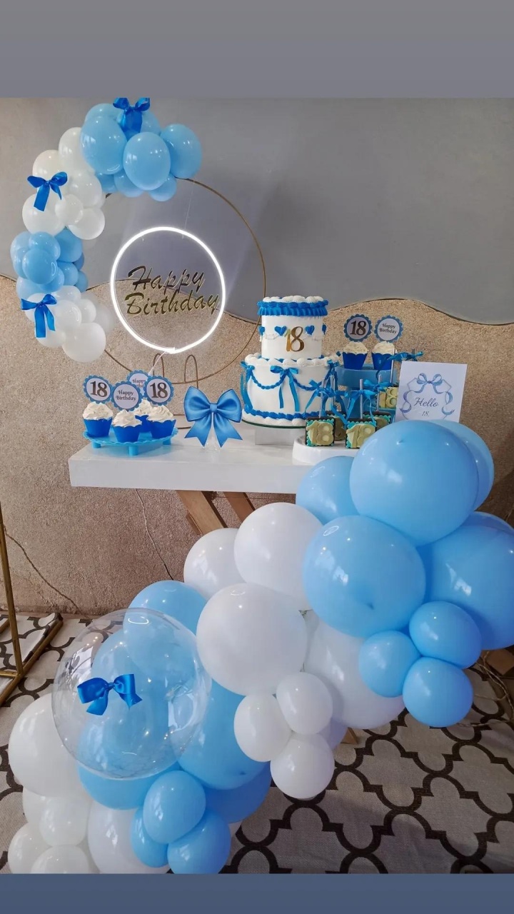 Festa Na Mesa Azul E Branco - Biscuit's Mania 