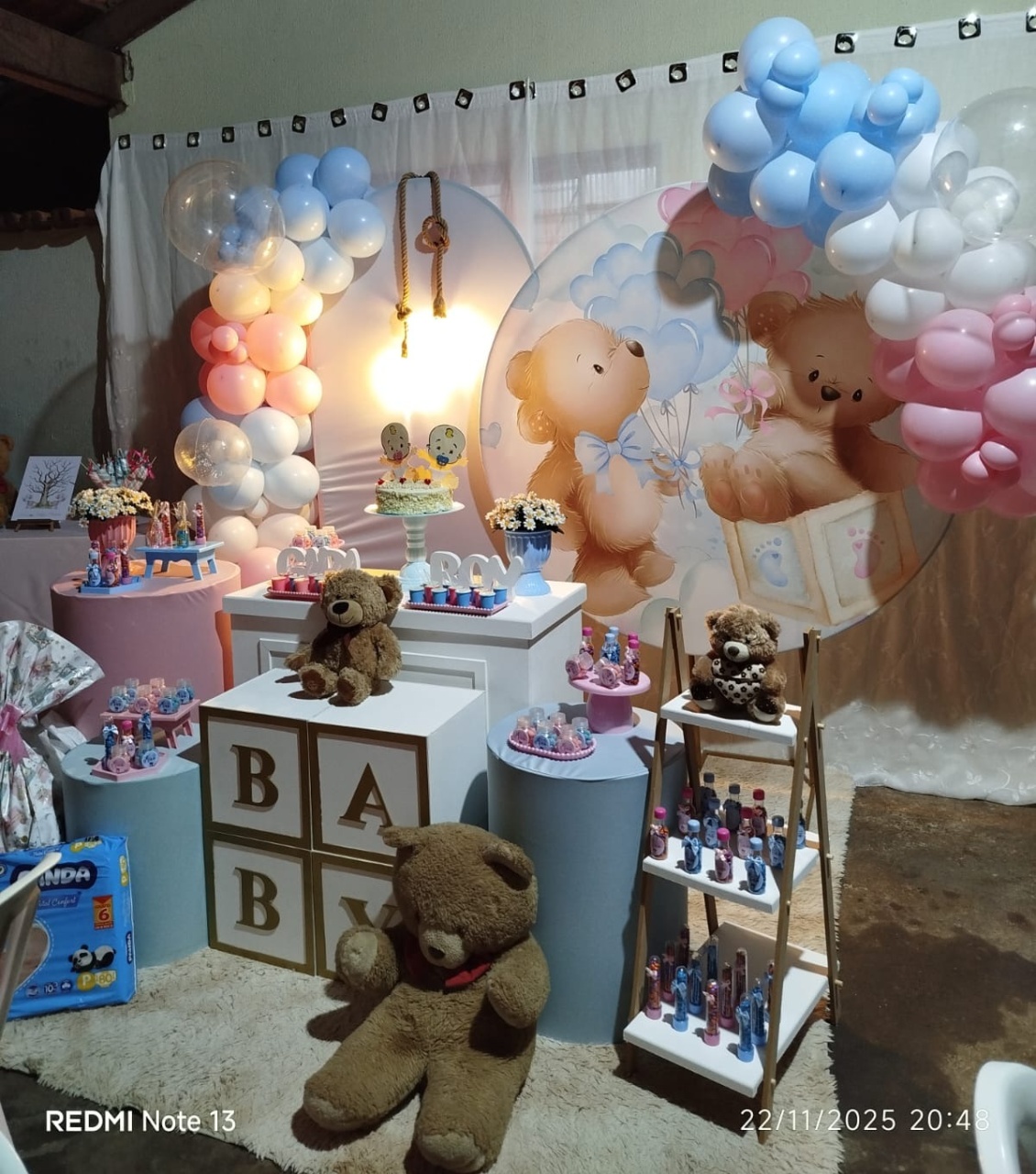 Alugue Pegue Monte Tema Para Festa Decoração  Chá Revelação Ursos Rosa E Azul + Balões  - Catálogo Digital Big Day 