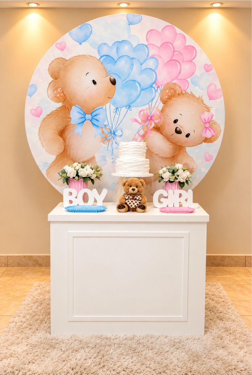 Alugue Tema Para Festa Decoração Urso Rosa E Azul ( Modelo 6 ) - Catálogo Digital Big Day 