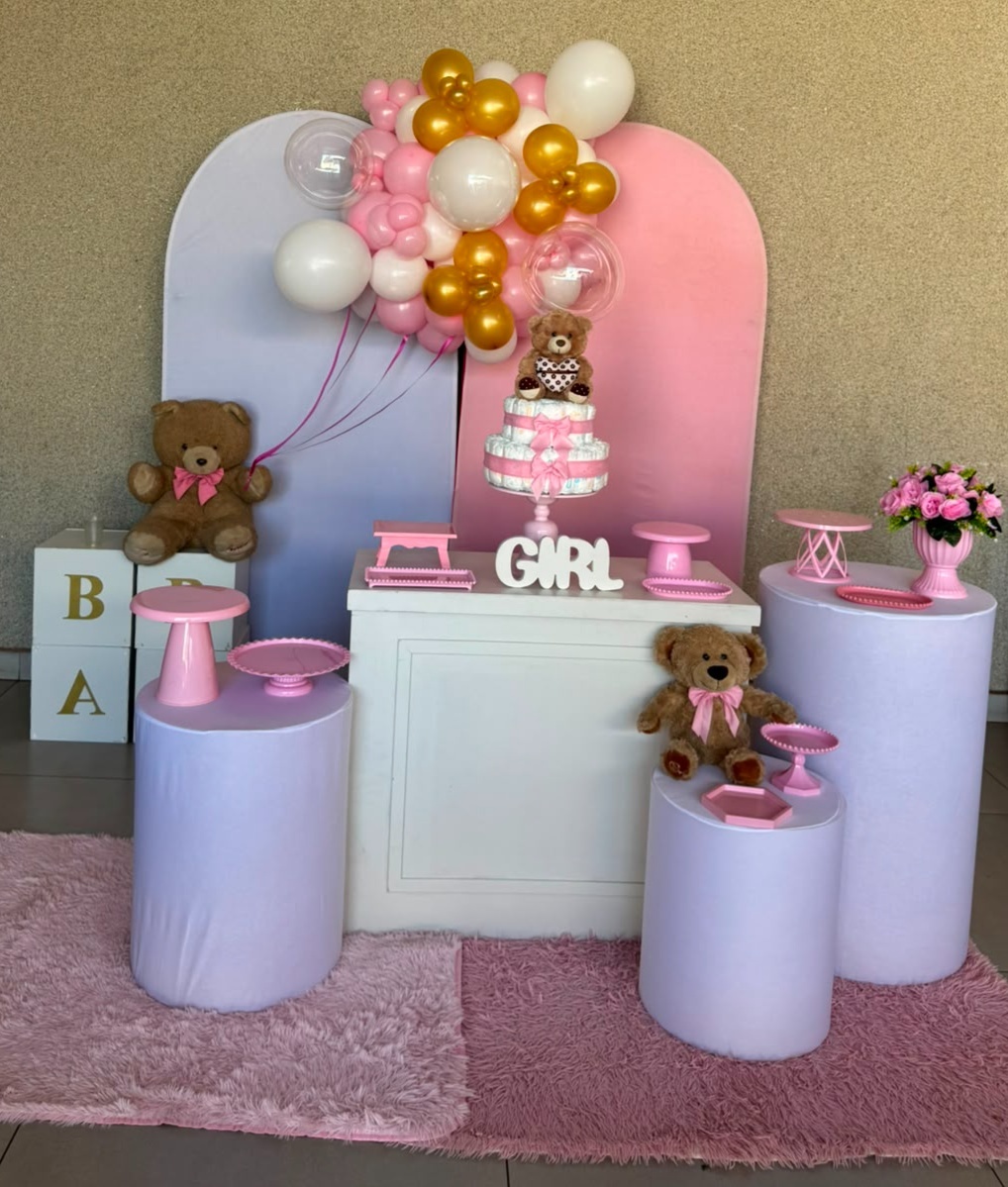 Alugue Pegue Monte Para Decoração de Festa Tema Chá Menina Ursinho Baloeiro - Catálogo Digital Big Day 