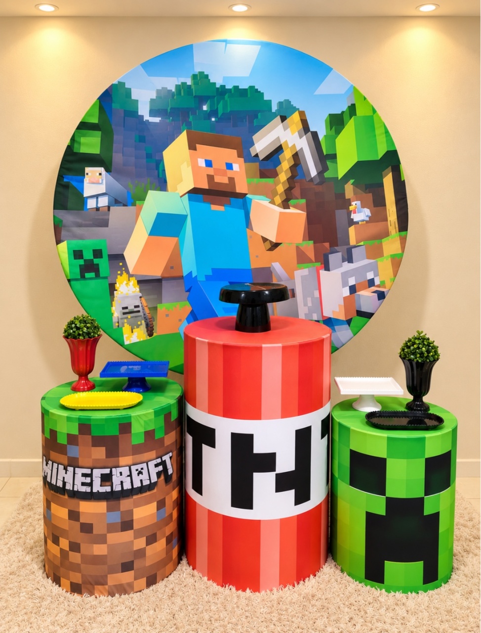 Alugue Pegue Monte Tema Para Festa Decoração Minecraft - Catálogo Digital Big Day 