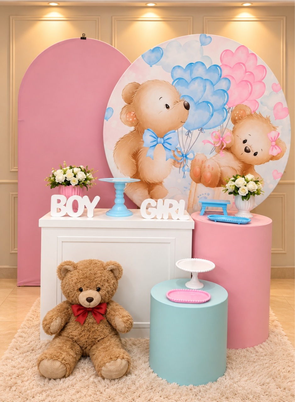 Alugue Tema Para Festa Decoração Urso Rosa E Azul ( Modelo 4 ) - Catálogo Digital Big Day 