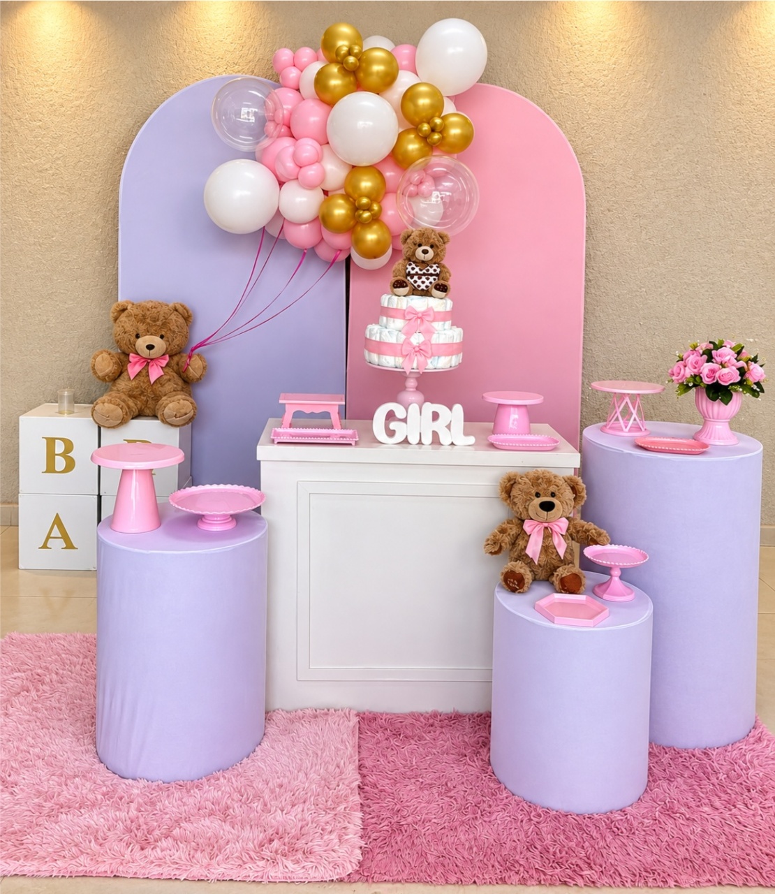 Alugue Pegue Monte Para Decoração de Festa Tema Chá Menina Ursinho Baloeiro - Catálogo Digital Big Day 