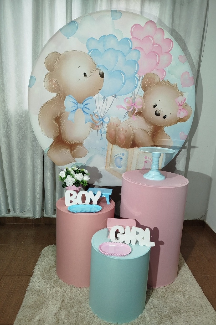 Alugue Tema Para Festa Decoração Urso Rosa E Azul (Modelo 1) - Catálogo Digital Big Day 