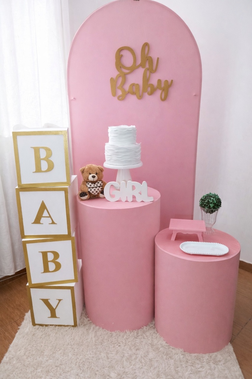 Alugue Tema Para Festa Decoração Chá de Bebê Rosa - Catálogo Digital Big Day 