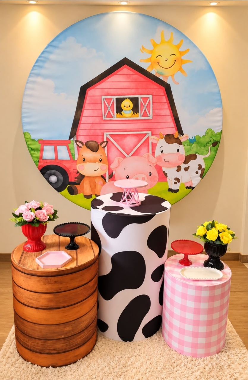 Alugue Pegue Monte Tema Para Festa Decoração Fazendinha Rosa - Catálogo Digital Big Day 