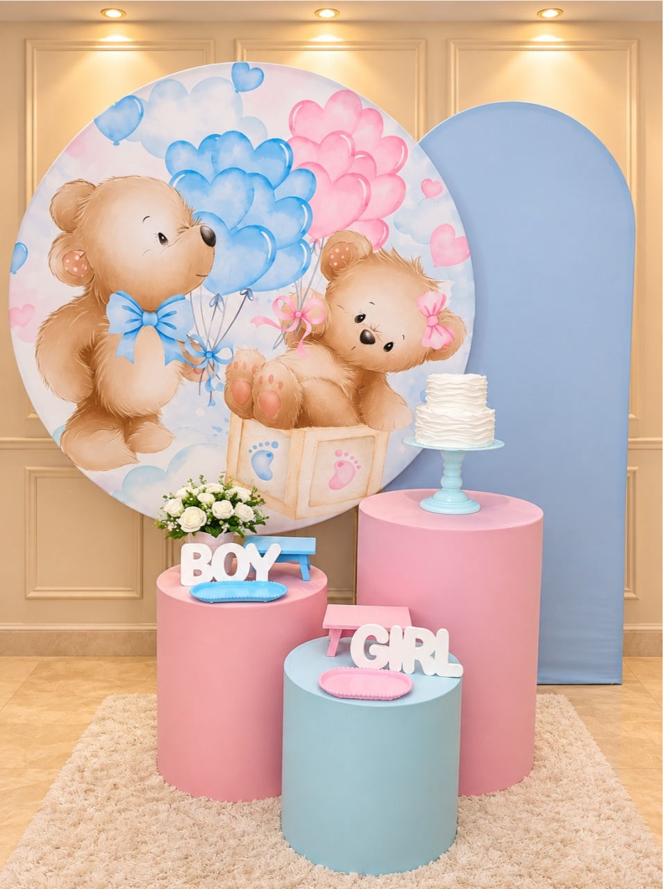 Alugue Tema Para Festa Decoração Urso Rosa E Azul ( Modelo 2 ) - Catálogo Digital Big Day 