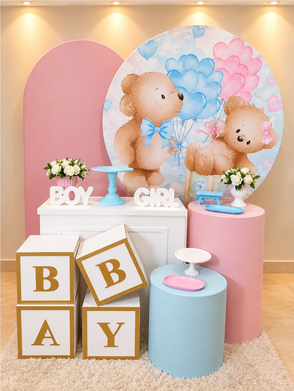 Alugue Tema Para Festa Decoração Urso Rosa E Azul ( Modelo 5 ) - Catálogo Digital Big Day 