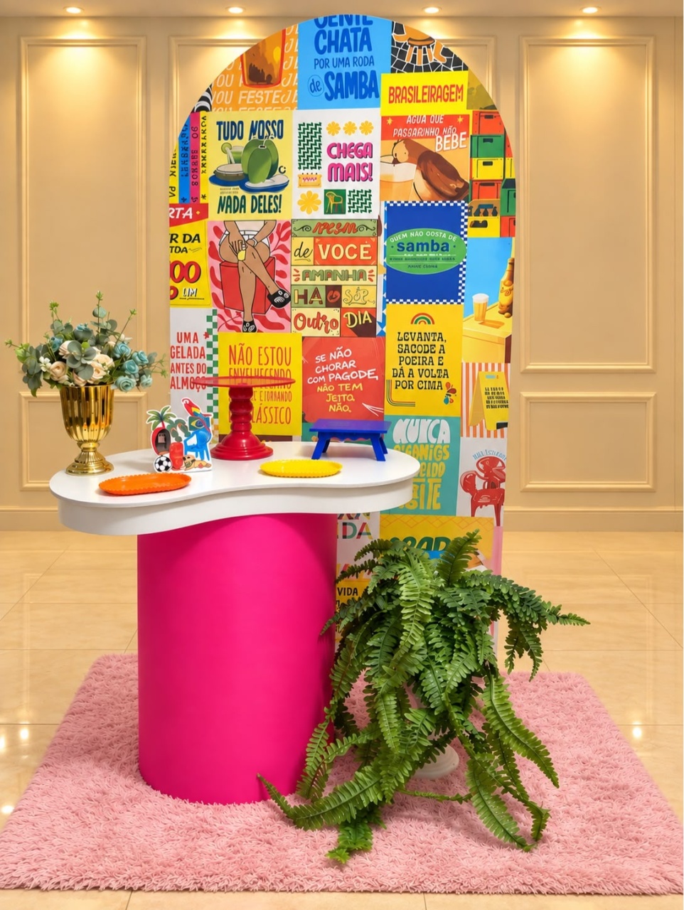 Alugue Pegue Monte Decoração Tema Brasilidades Tampo Orgânico - Catálogo Digital Big Day 