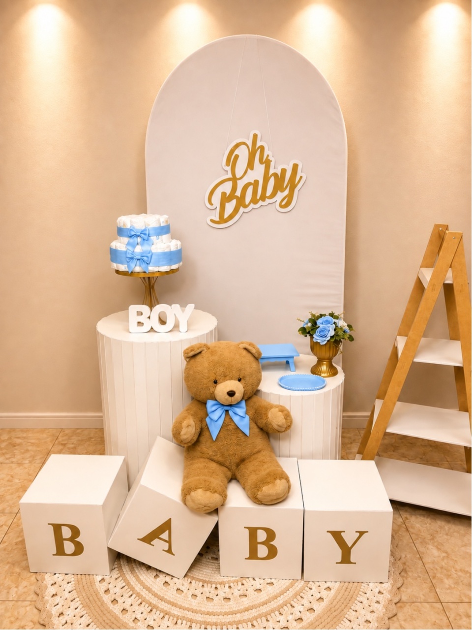 Alugue Pegue Monte Para Decoração Chá Azul Cilindro Ripado - Catálogo Digital Big Day 