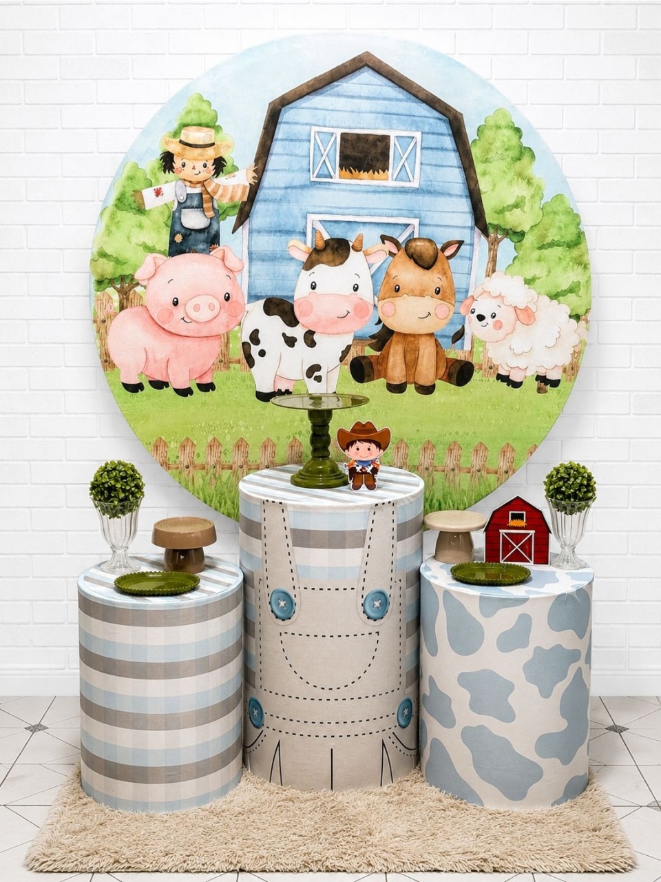 Alugue Pegue Monte Tema Para Festa Decoração Fazendinha Azul - Catálogo Digital Big Day 