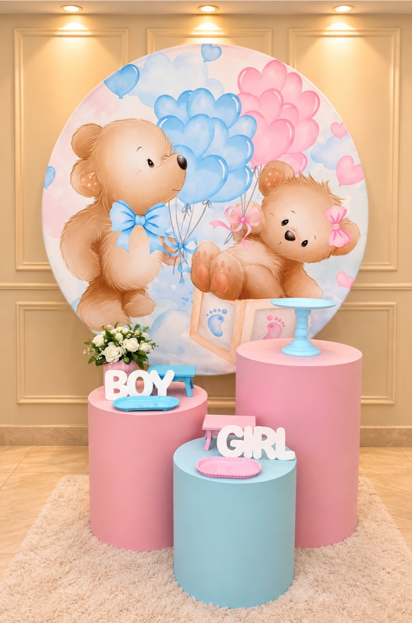 Alugue Tema Para Festa Decoração Urso Rosa E Azul (Modelo 1) - Catálogo Digital Big Day 