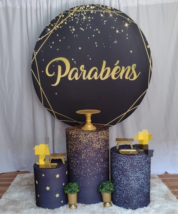Alugue Tema Para Festa Decoração Parabéns Preto E Dourado - Catálogo Digital Big Day 