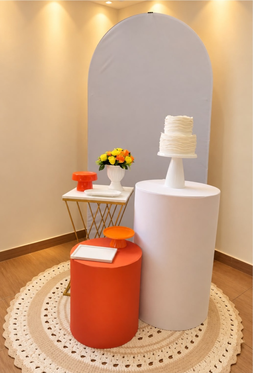 Alugue Pegue Monte Tema Para Festa Decoração Branco E Laranja - Catálogo Digital Big Day 