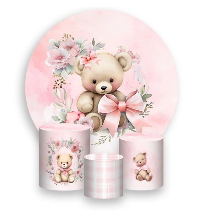 Alugue Pegue Monte Tema Para Festa Decoração  Ursa Floral Rosa - Catálogo Digital Big Day 