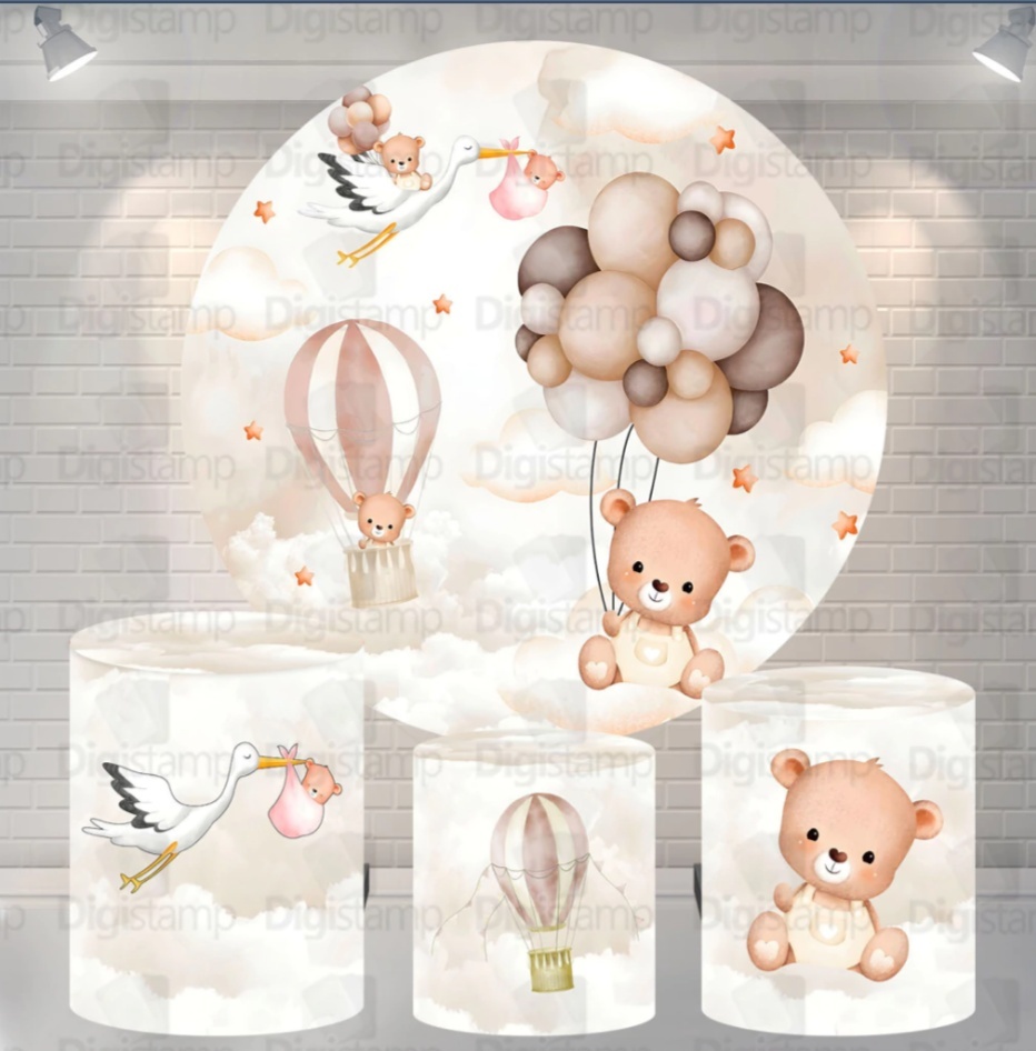 Alugue Pegue Monte Para Decoração de Festa Tema Cha Revelação Urso/Cegonha - Catálogo Digital Big Day 