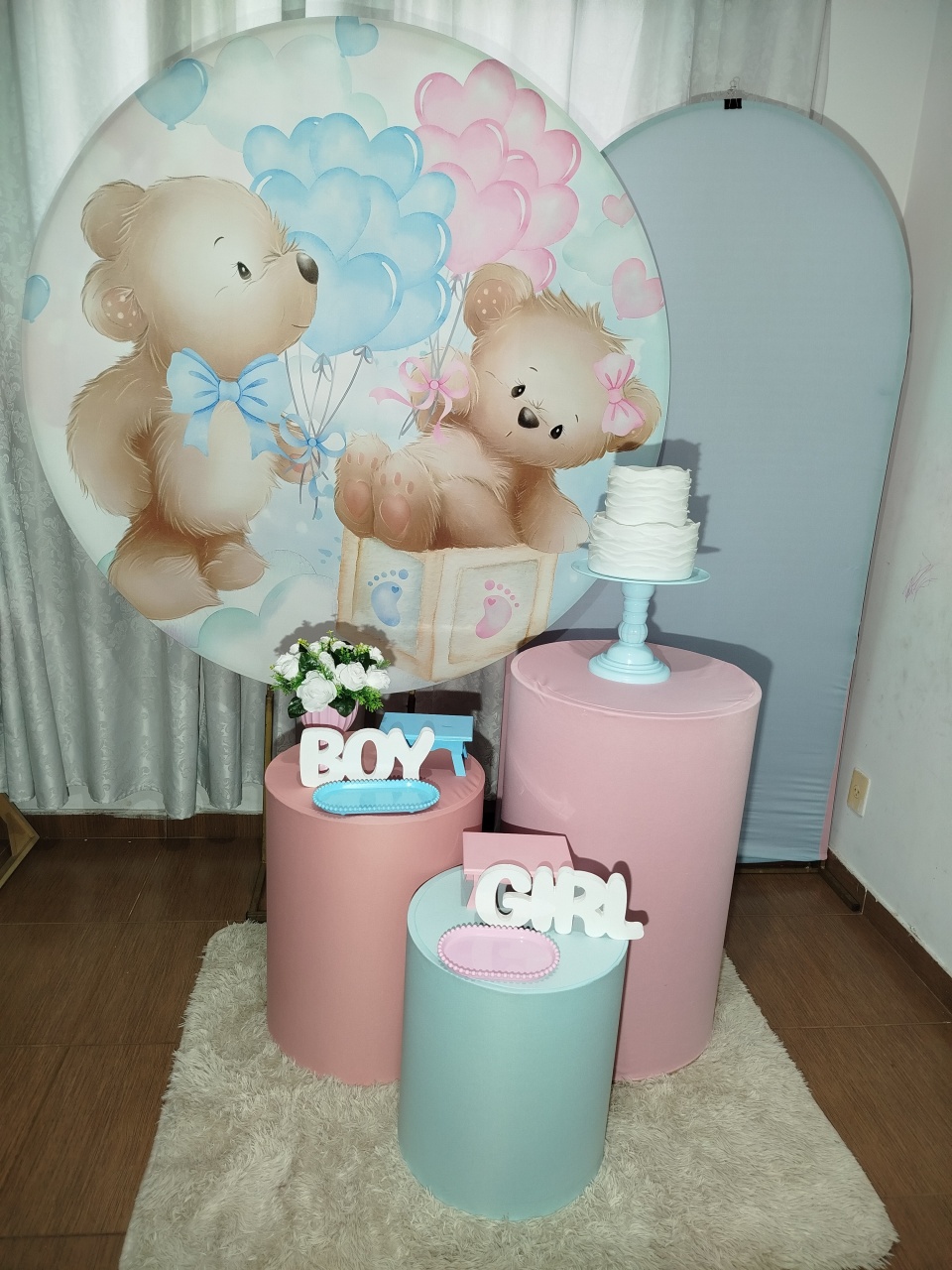 Alugue Tema Para Festa Decoração Urso Rosa E Azul ( Modelo 2 ) - Catálogo Digital Big Day 