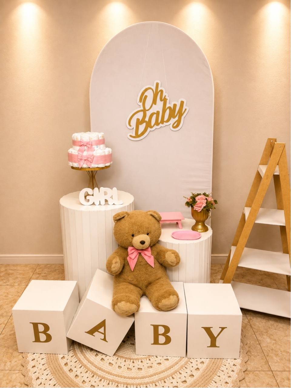 Alugue Pegue Monte Para Decoração Chá Rosa Cilindro Ripado - Catálogo Digital Big Day 