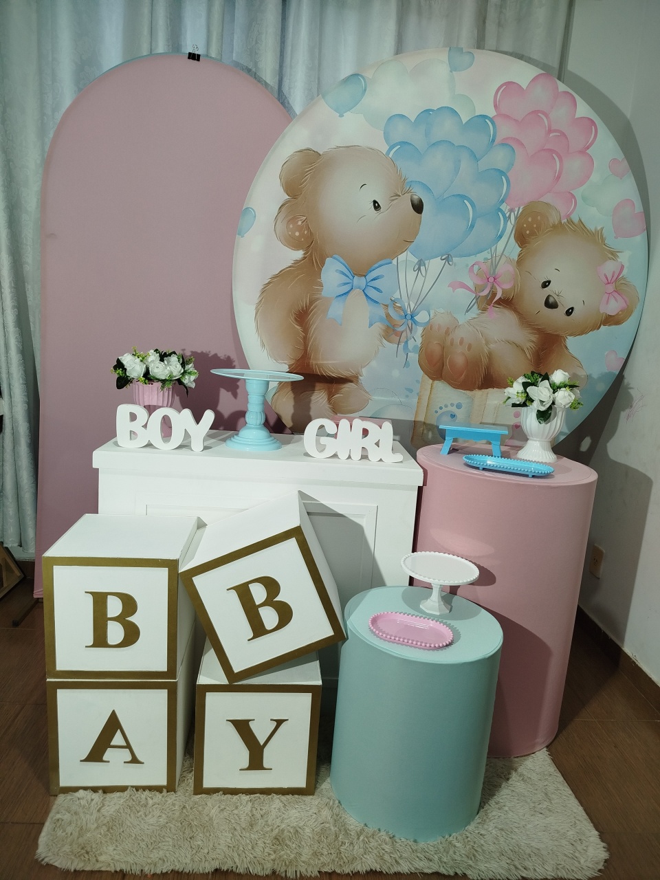 Alugue Tema Para Festa Decoração Urso Rosa E Azul ( Modelo 5 ) - Catálogo Digital Big Day 