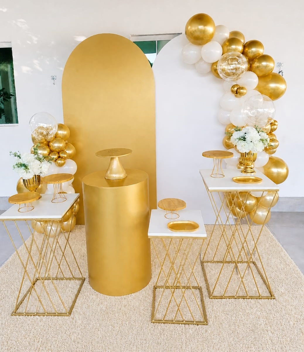 Alugue Pegue Monte Tema Para Festa Decoração Romano Branco E Dourado - Catálogo Digital Big Day 