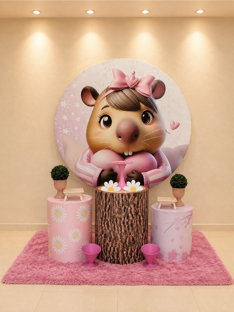 Alugue Pegue Monte Para Decoração de Festa Tema Capivara Rosa - Catálogo Digital Big Day 