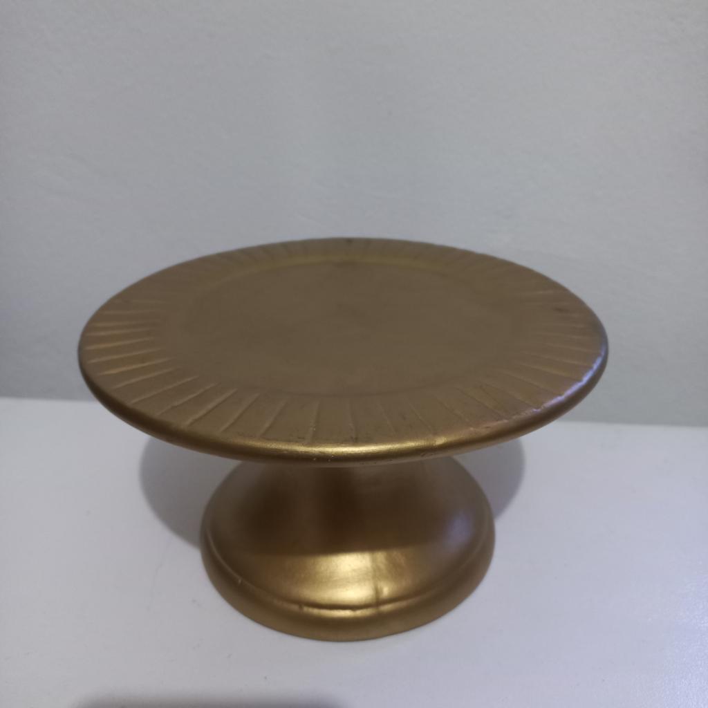 Bandeja Dourada Ceramica Alta (Mini) - Dourado - alegria em festa