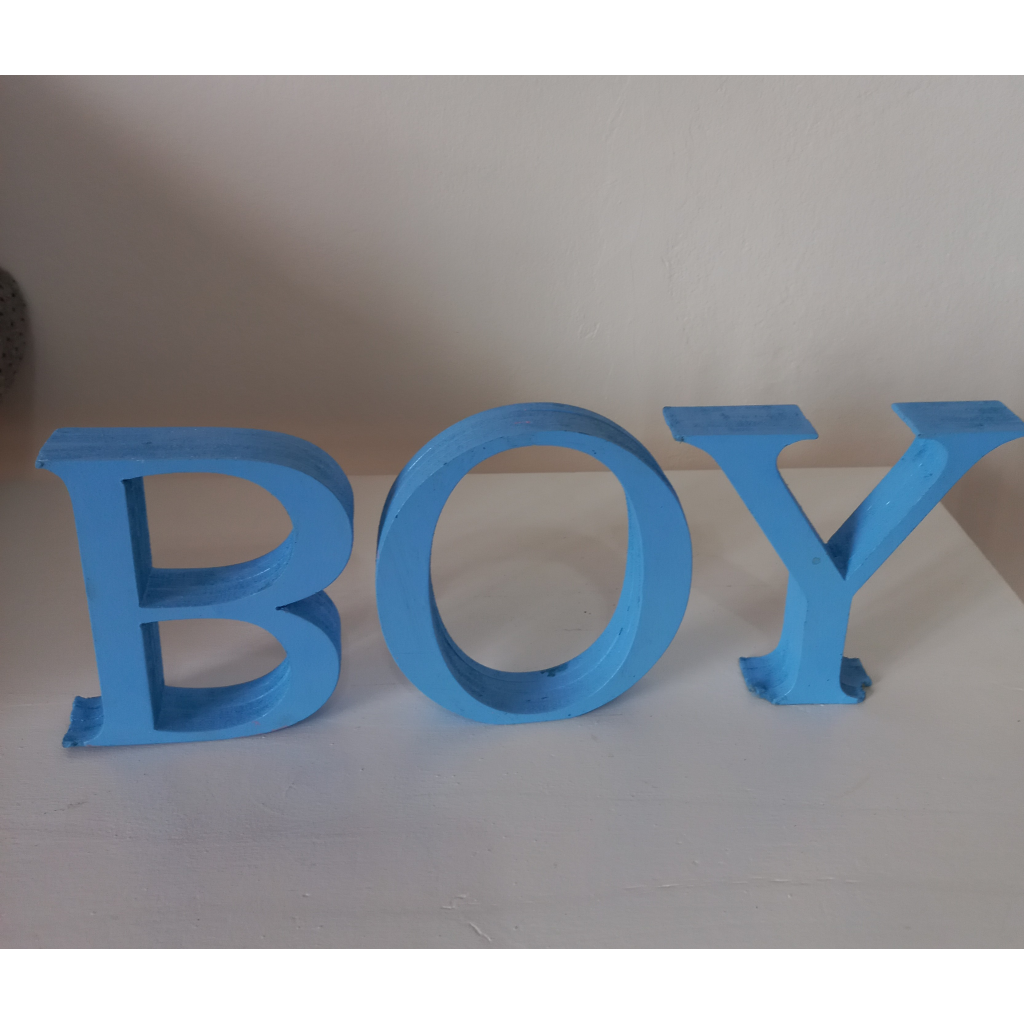 Letreiro Boy Em Mdf - Azul Bebe - alegria em festa