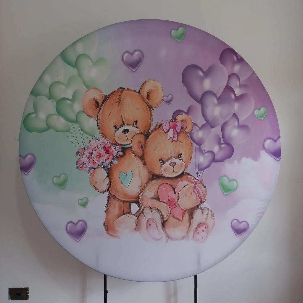 Painel Cha Revelação Verde E Lilas de Ursos - alegria em festa