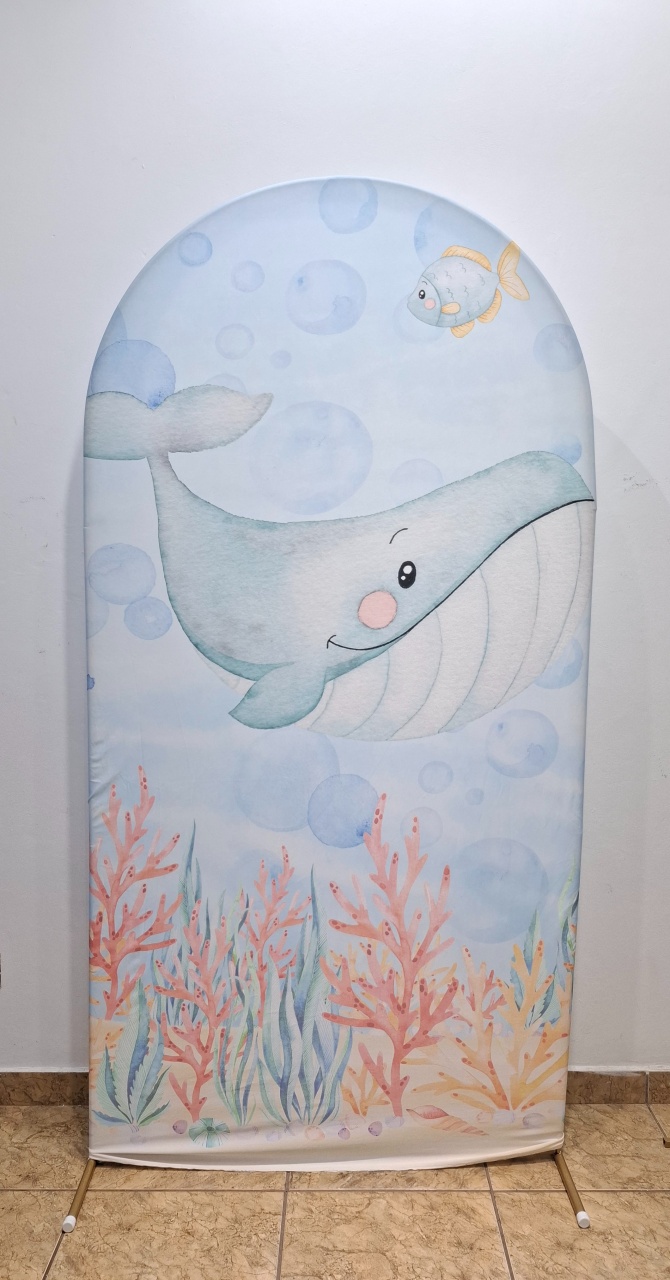 Painel Baleia Fundo Do Mar 2X1  - alegria em festa