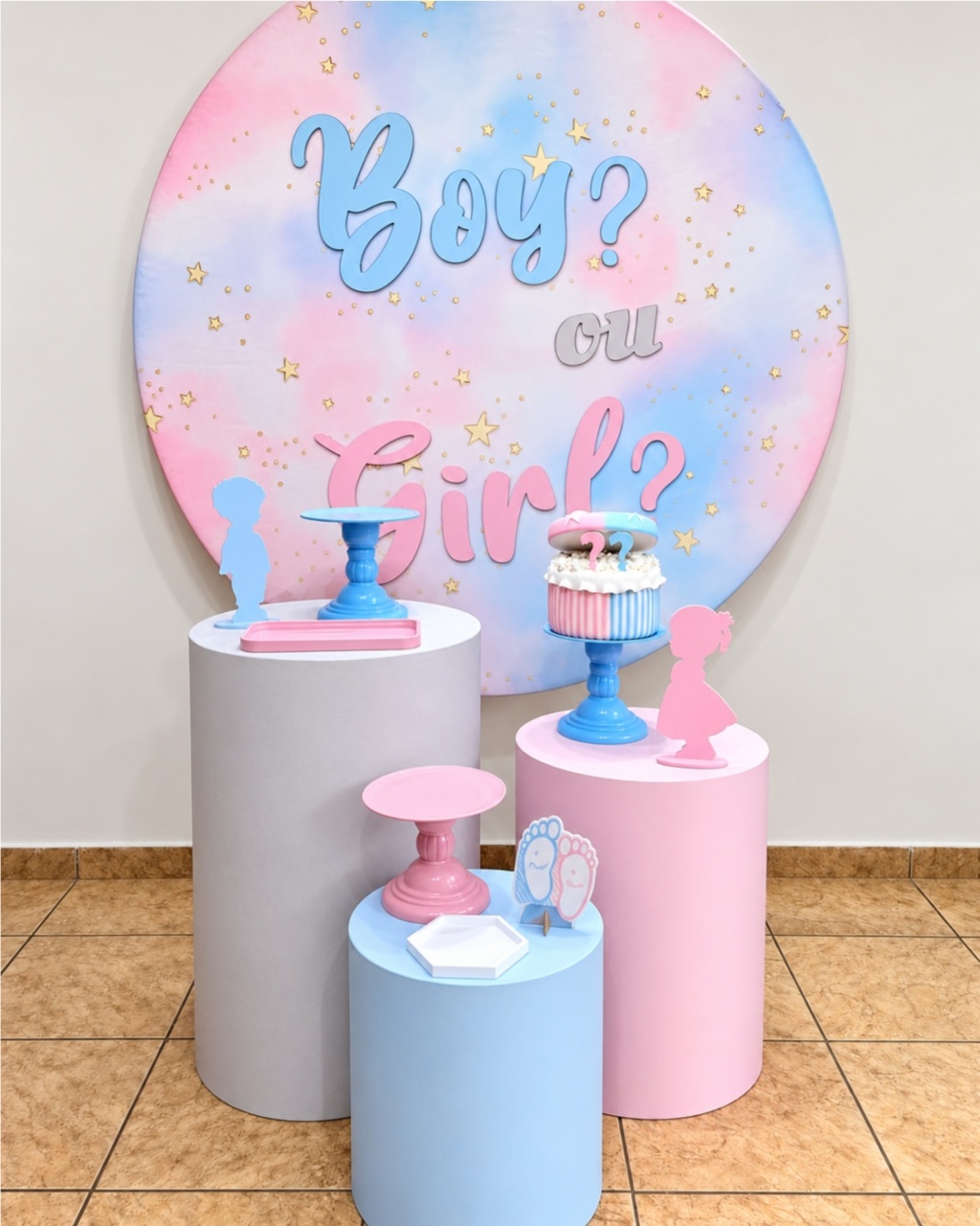 Cha Revelacao Azul E Rosa Mod 8 - alegria em festa