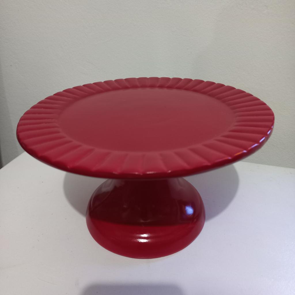 Bandeja Alta Vermelha Ceramica - Vermelho - alegria em festa