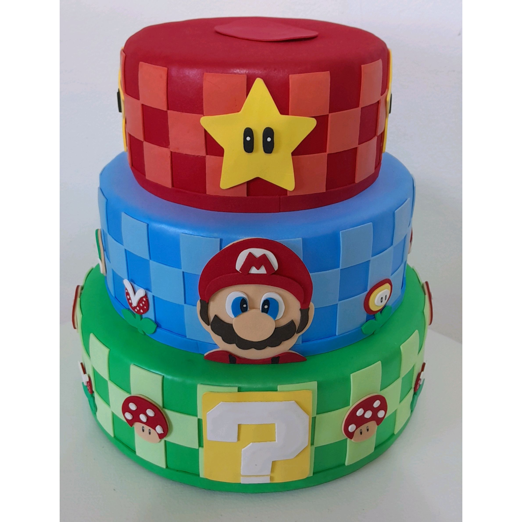 Bolo Fake Mario E Luigi - alegria em festa