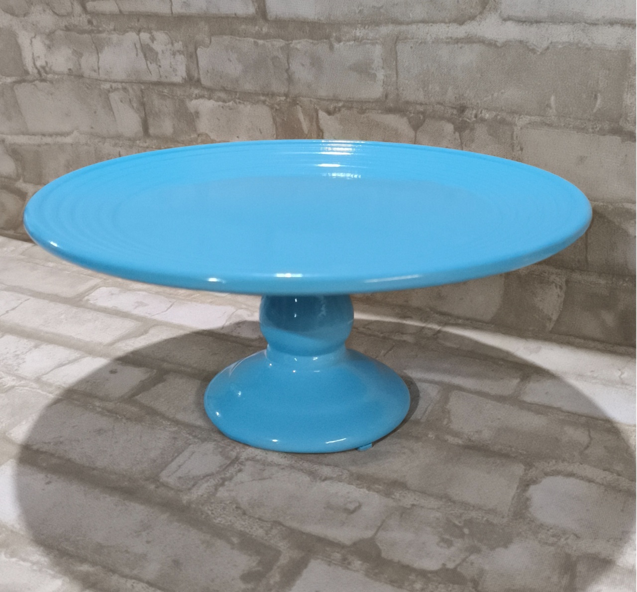 Boleira Cerâmica Londres Azul Bebê 30 Cm - Lirou, Yalou & Jack - Decorações 