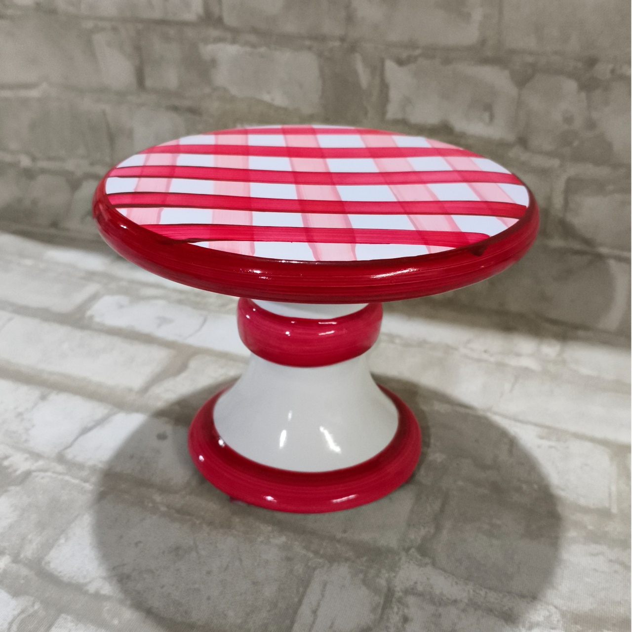 Boleira Cerâmica Berlim Xadrez Vermelho - Lirou, Yalou & Jack - Decorações 