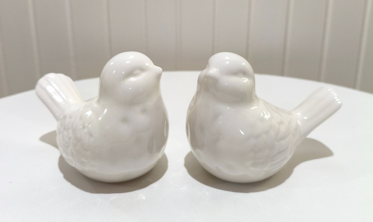 Passarinho Casal Cerâmica Branco  - Bianca Patrícia Floss