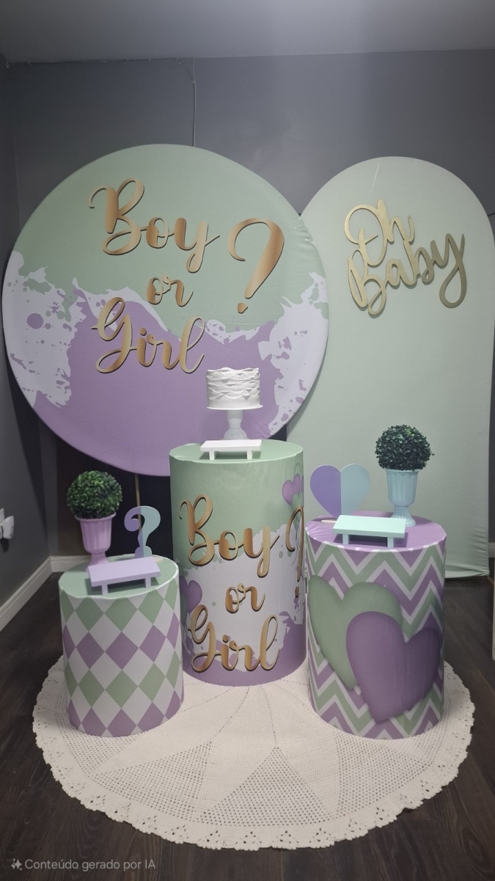 Chá Revelação Boy E Girl Lilás E Verde Plus 1 - Mundo da imaginação
