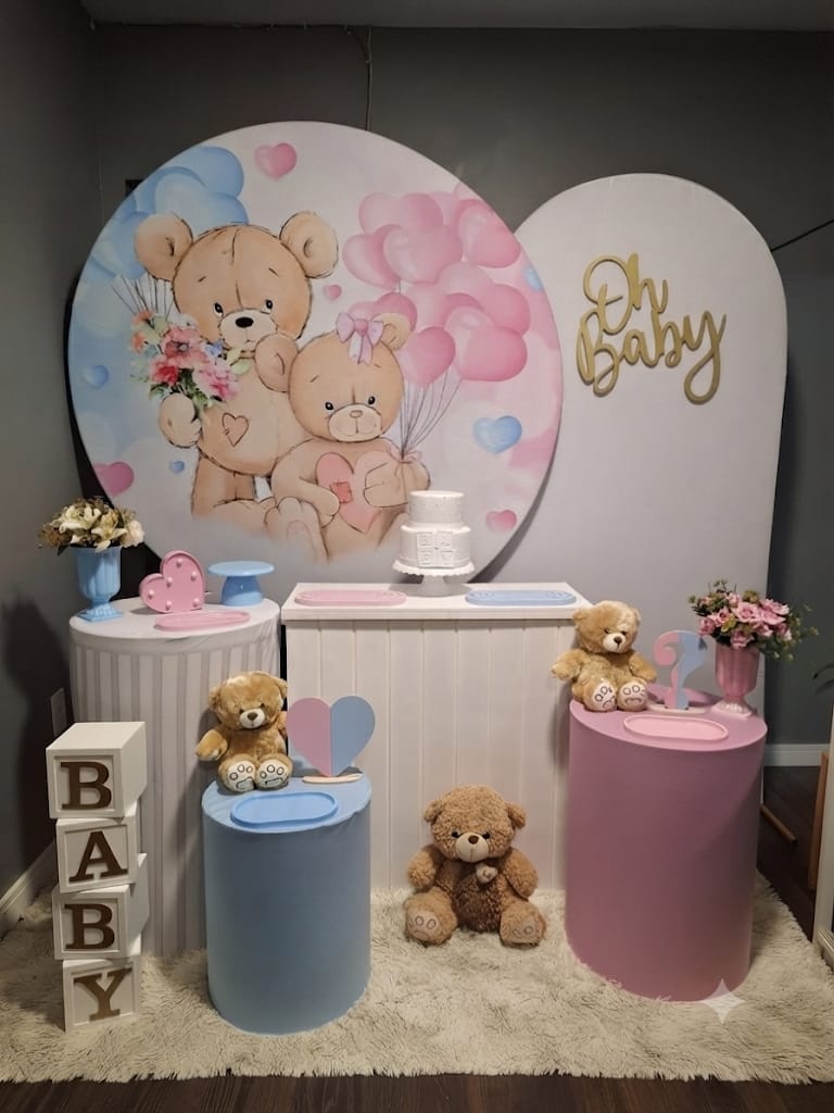 Chá Revelação Urso Rosa E Azul Cubo Baby P Premium 1 Premium - Mundo da imaginação