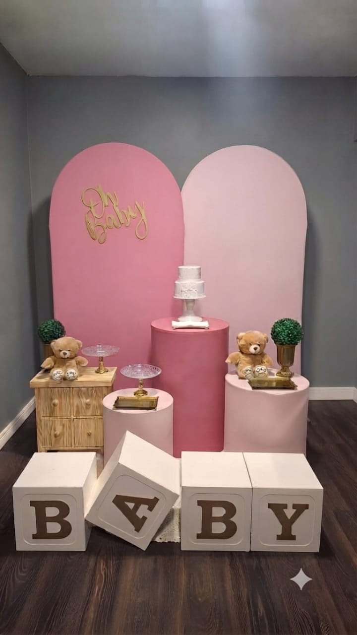 Chá de Bebê Rosa Pink E Rosa Claro 1 - Mundo da imaginação