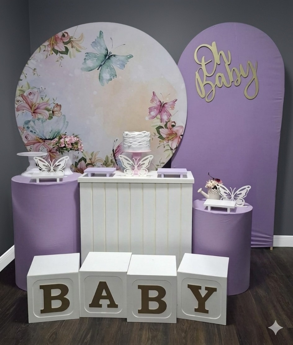Chá de Bebê Borboleta Lilás E Branca 4 - Mundo da imaginação