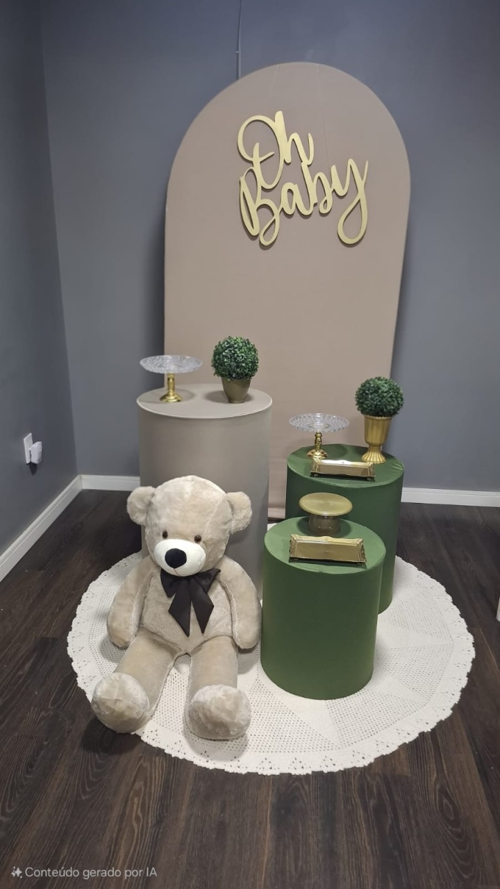 Oh Baby Bege E Verde Com Urso G - Mundo da imaginação