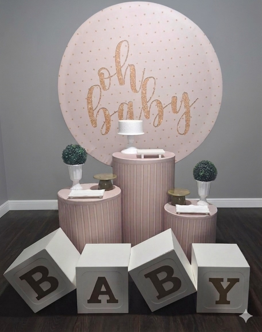 Chá Oh Baby Bege E Branco 2 - Mundo da imaginação