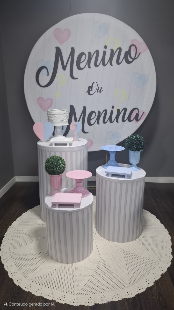 Chá Revelação Menina Ou Menino Azul E Rosa Básico 1 - Mundo da imaginação